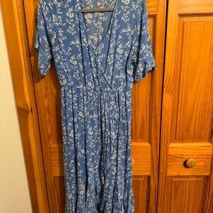 Kopari Blue and White Floral Maxi Dress